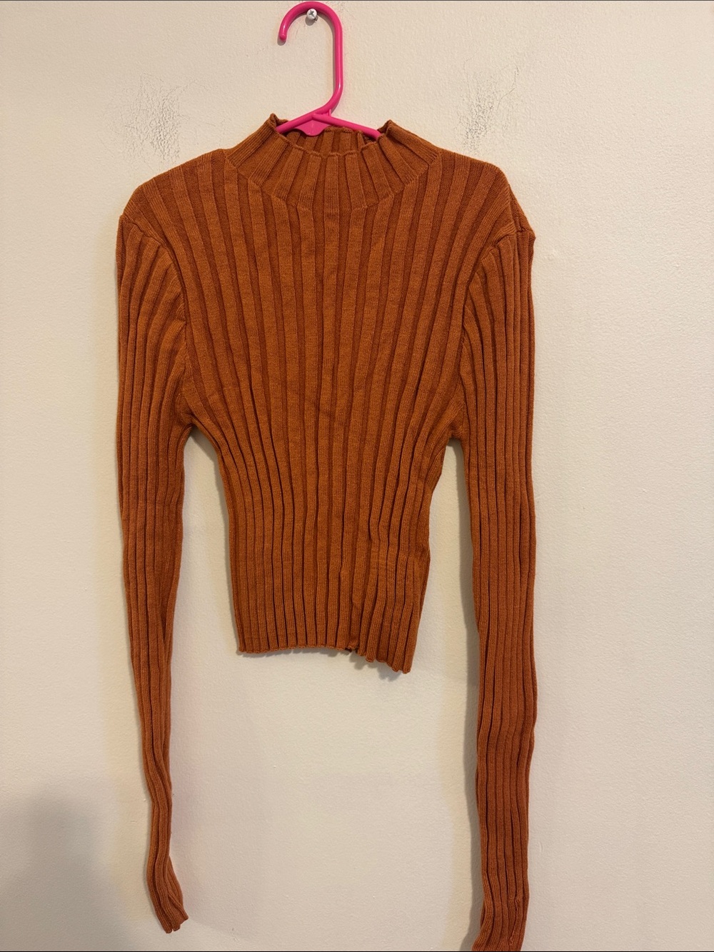 Forever 21 Rust Ribbed Mock Neck Sweater